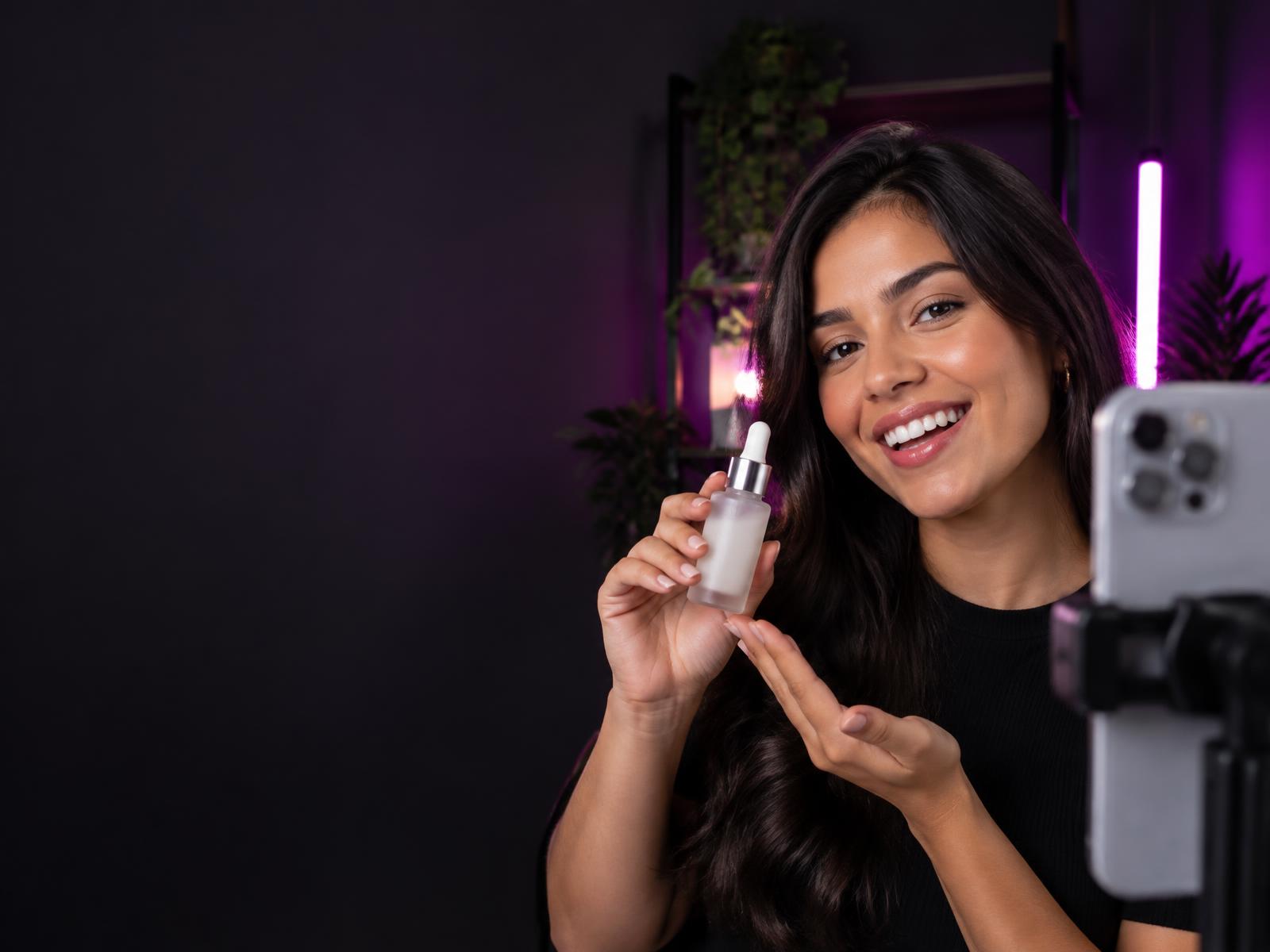 Creator produzindo um vídeo de produto com o celular